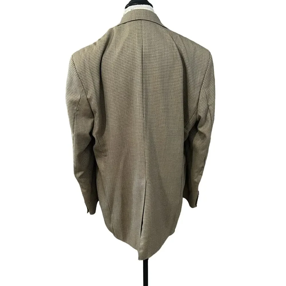Chaps Ralph Lauren 100% wool sports coat blazer jacket tan plaid checked sz 43R